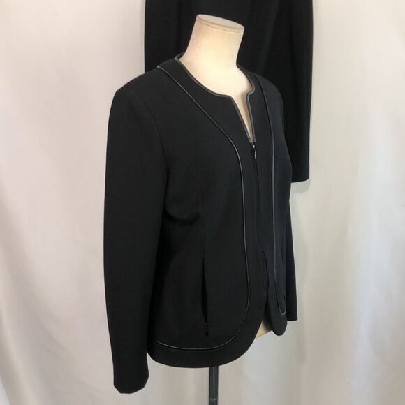 Lafayette 148 Black Zip with Leather Piping Jacket/Skirt - Picture 6 of 10